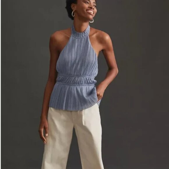 ⭐️ Pleated Halter Boho Peasant Hipster Hippie Classy Romantic Farm Chic Blouse - Picture 4 of 4